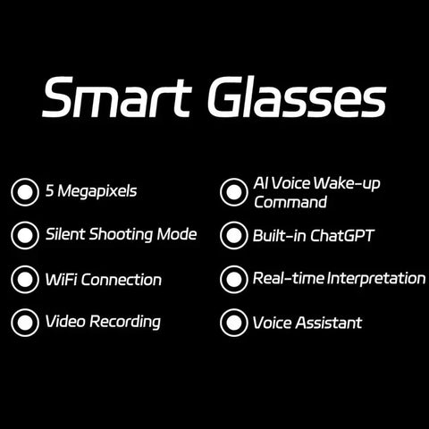 AI Smart Glasses 500W Camera Chat GPT Translation Voice Control Bluetooth HD1080P Shooting